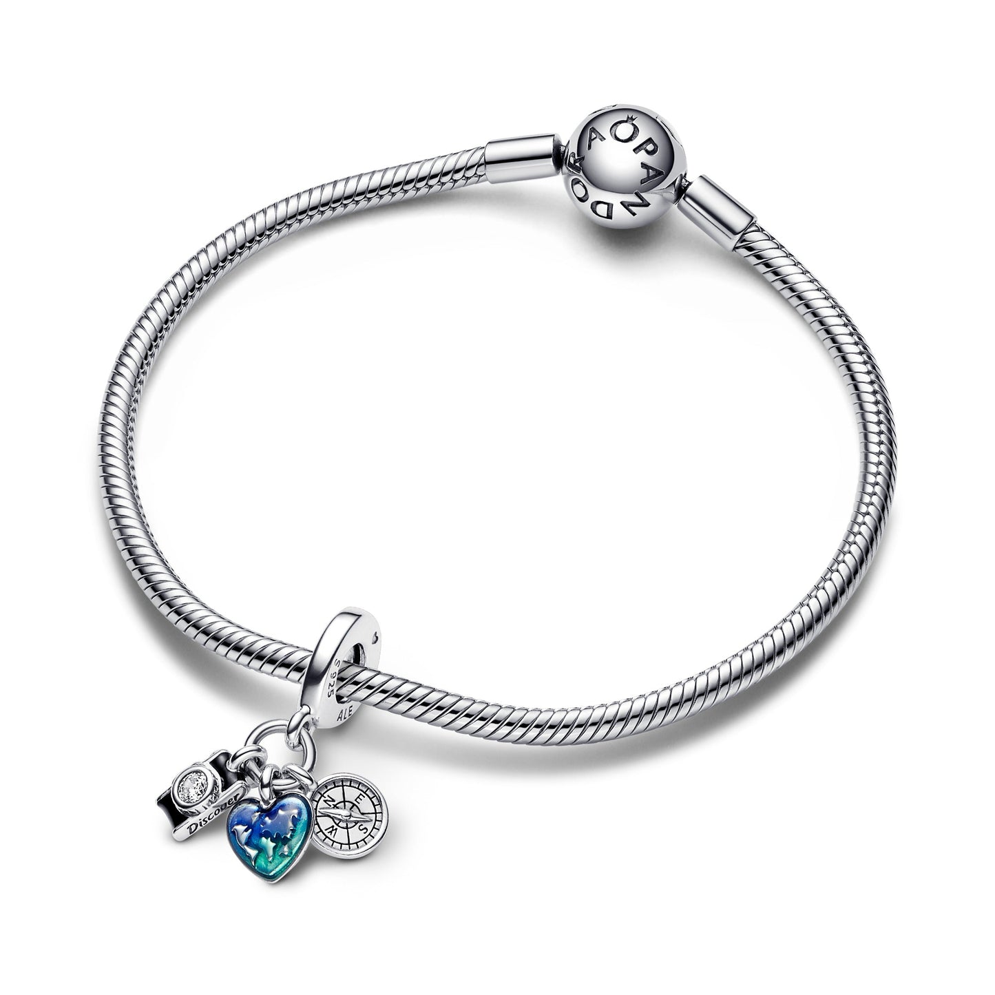 Camera, Heart & Compass Triple Dangle Charm Premium Fashion Jewelry Gift Collection