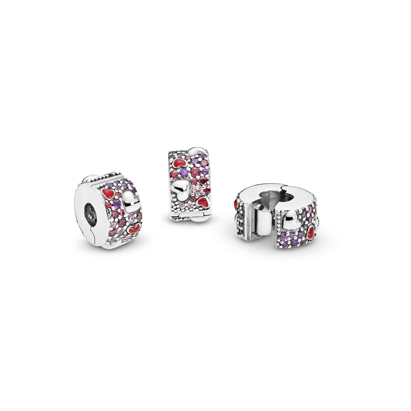 Asymmetrical Hearts Pavé Clip Charm Premium Fashion Jewelry Gift Collection