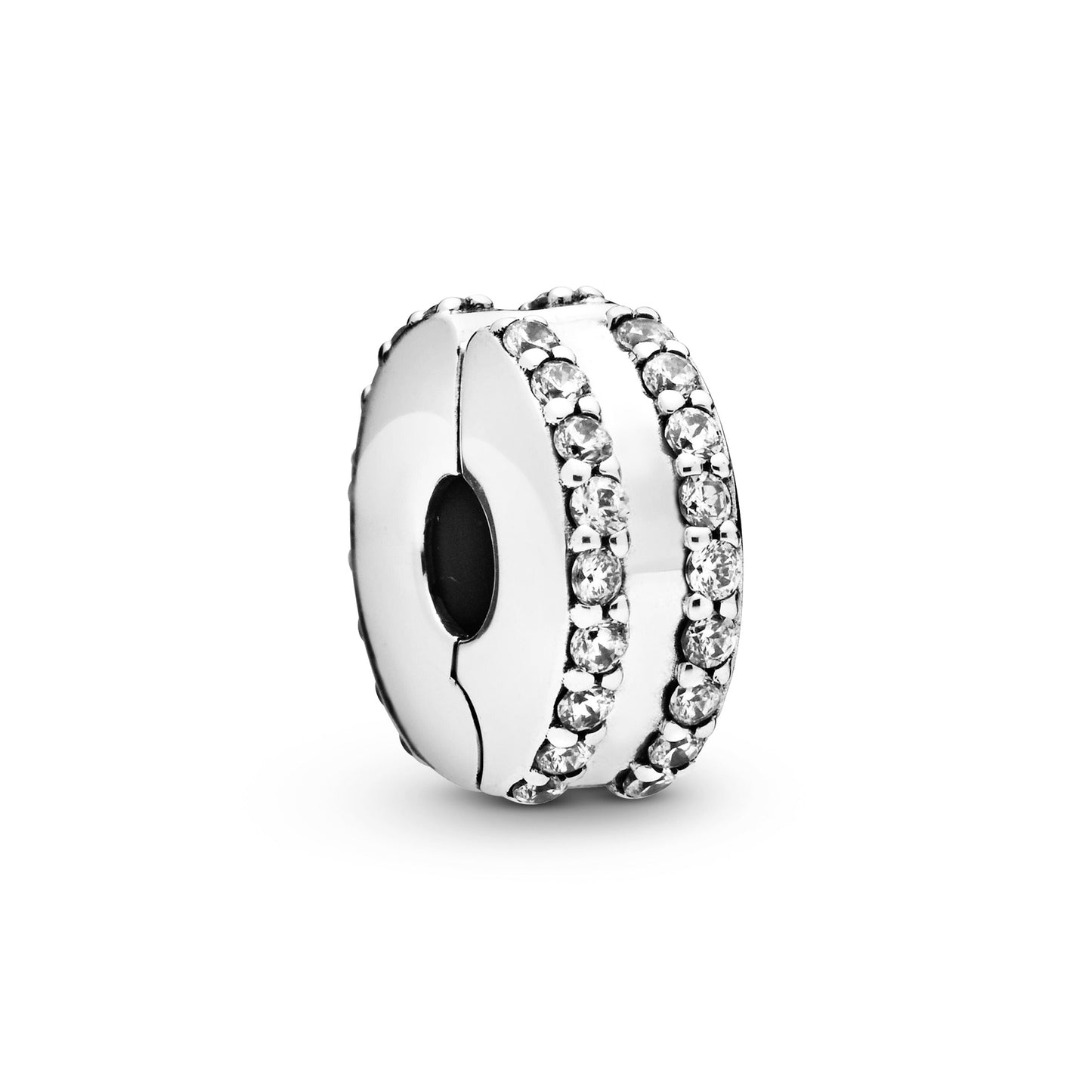Double Lined Pavé Clip Charm Premium Fashion Jewelry Gift Collection