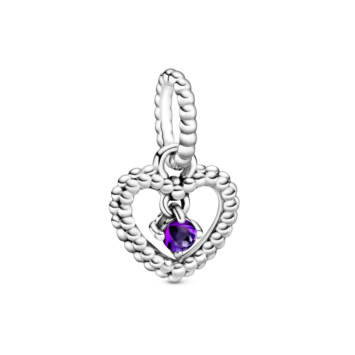 Purple Beaded Heart Dangle Charm Premium Fashion Jewelry Gift Collection
