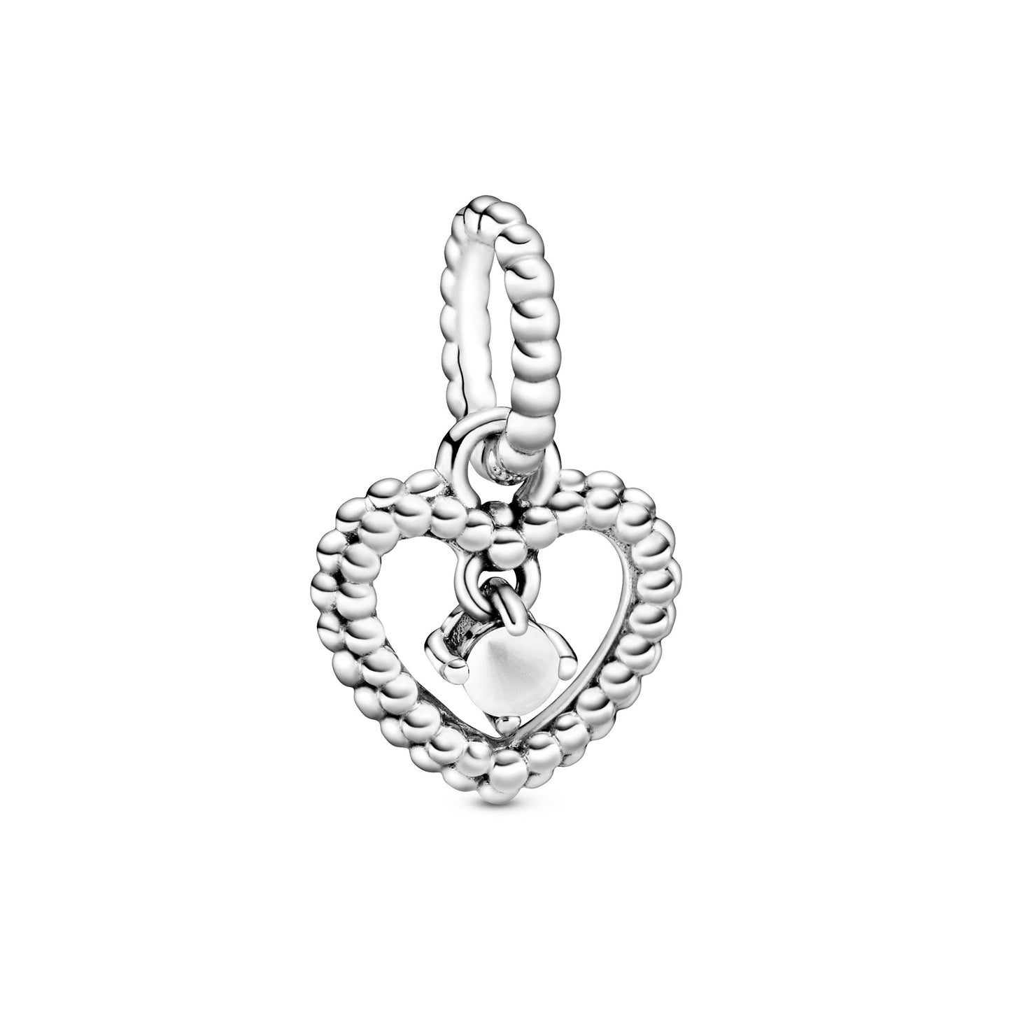 Milky White Beaded Heart Dangle Charm Premium Fashion Jewelry Gift Collection