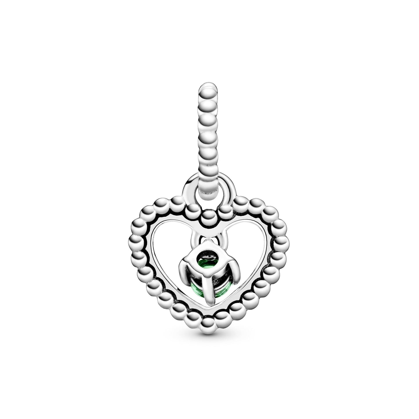 Rainforest Green Beaded Heart Dangle Charm Premium Fashion Jewelry Gift Collection