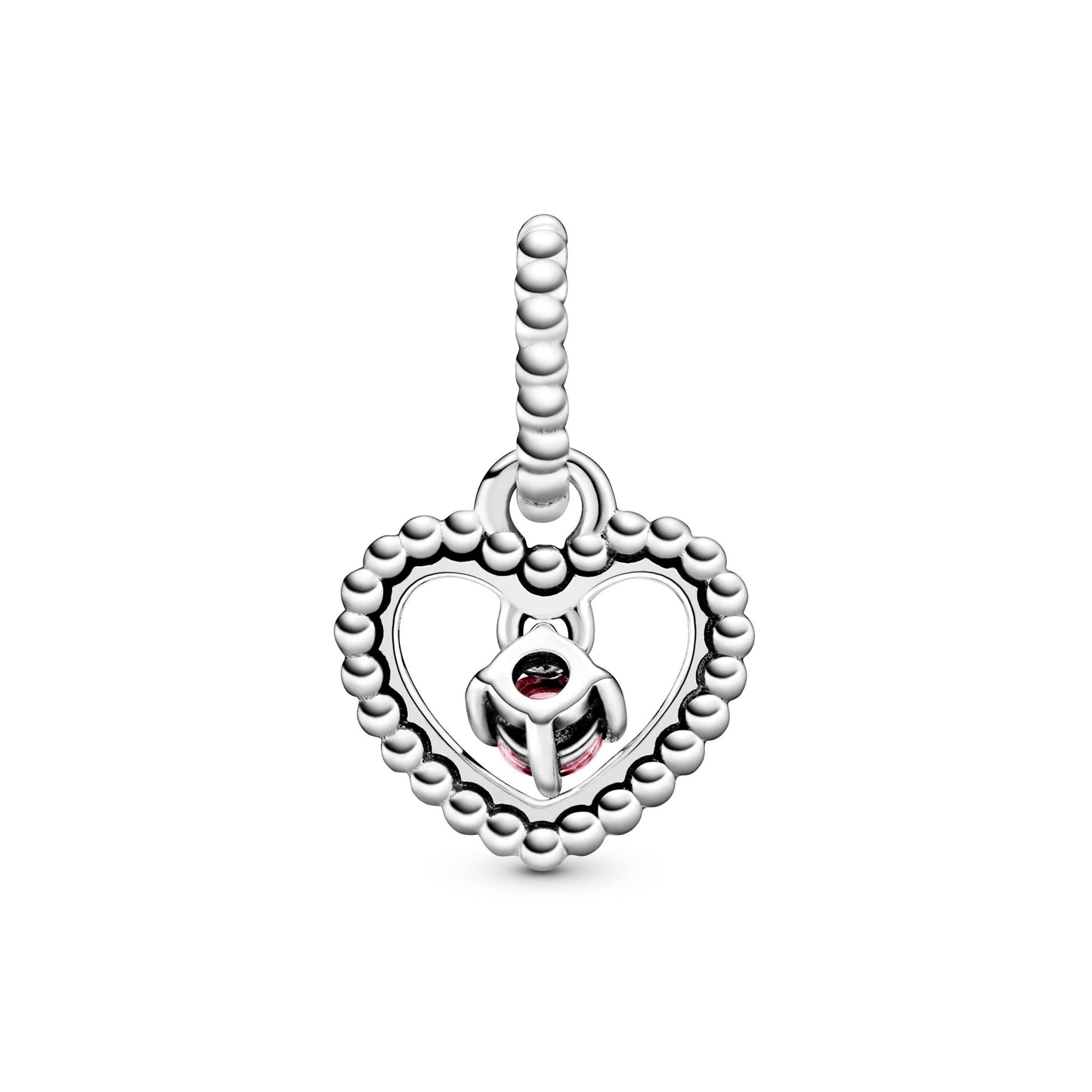 Petal Pink Beaded Heart Dangle Charm Premium Fashion Jewelry Gift Collection