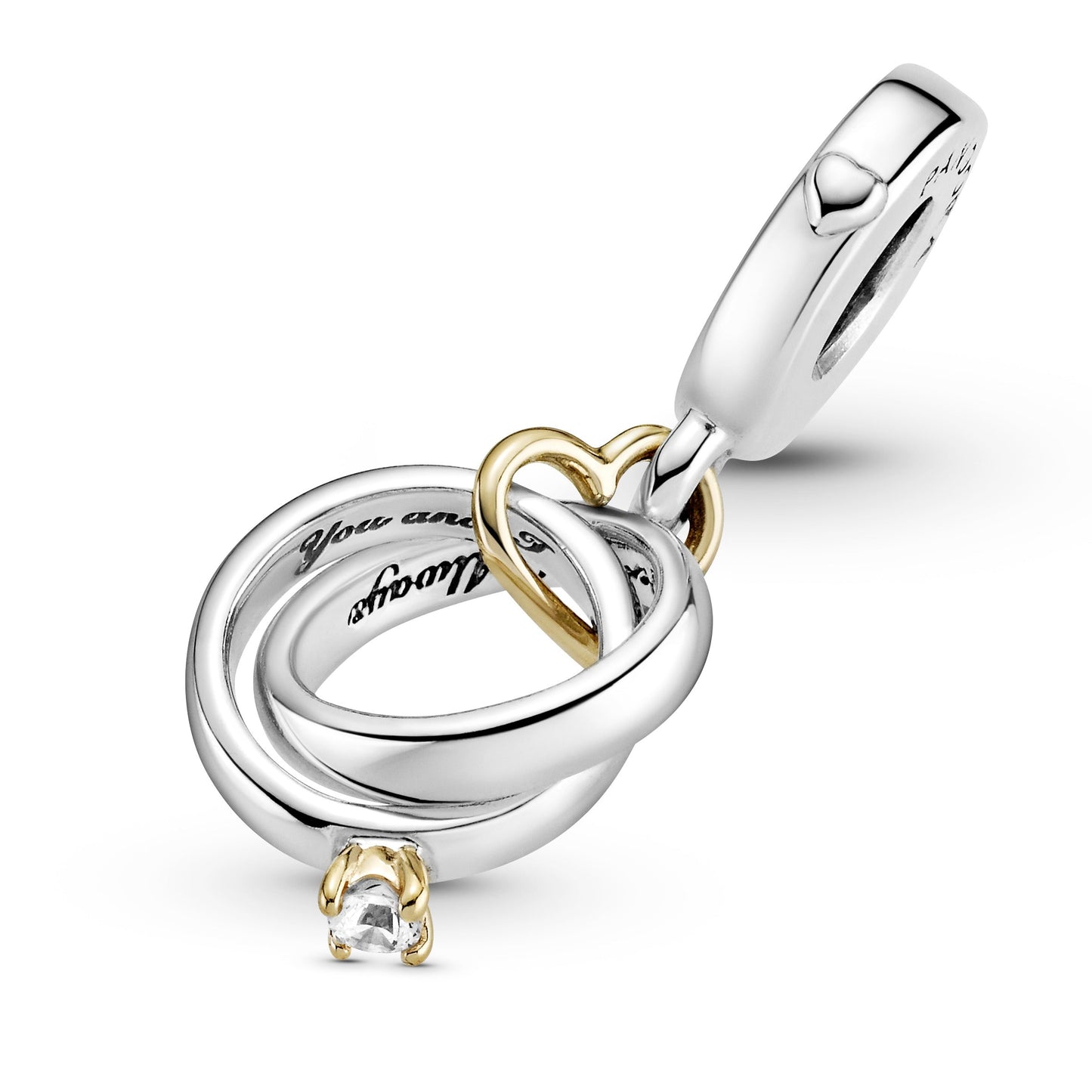 Two-tone Wedding Rings Dangle Charm Premium Fashion Jewelry Gift Collection