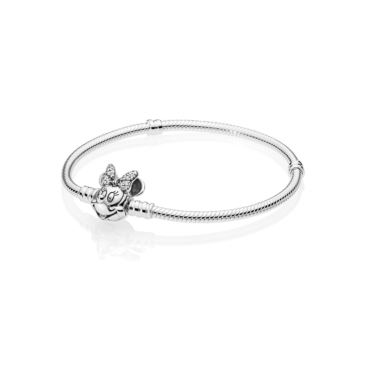 Disney Pandora Moments Pavé Minnie Mouse Clasp Snake Chain Bracelet Premium Fashion Jewelry Gift Collection