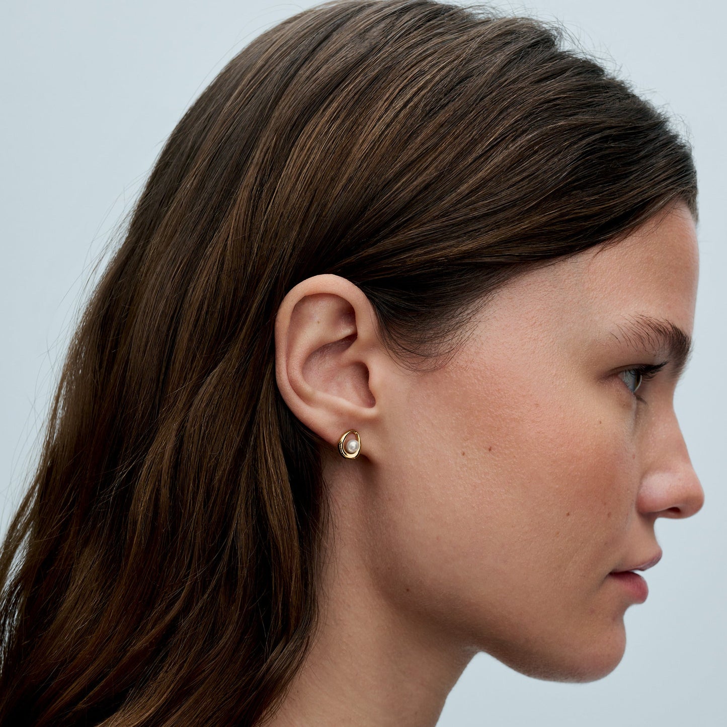 Organically Shaped Oval & Treated Freshwater Cultured Pearl Stud Earrings Popular Style Premium Collection