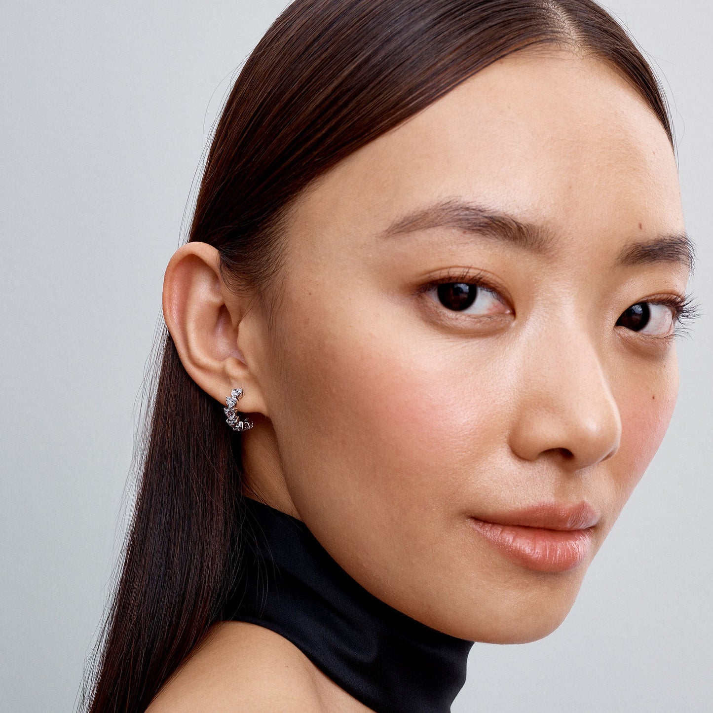 Sparkling Hearts Open Hoop Earrings Popular Style Premium Collection