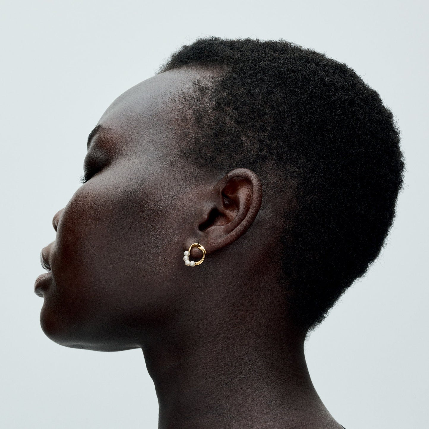 Organically Shaped Circle & Treated Freshwater Cultured Pearls Stud Earrings Popular Style Premium Collection