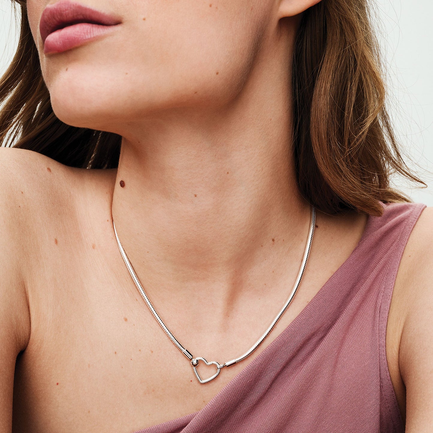 Heart Closure Snake Chain Necklace Premium Fashion Jewelry Gift Collection