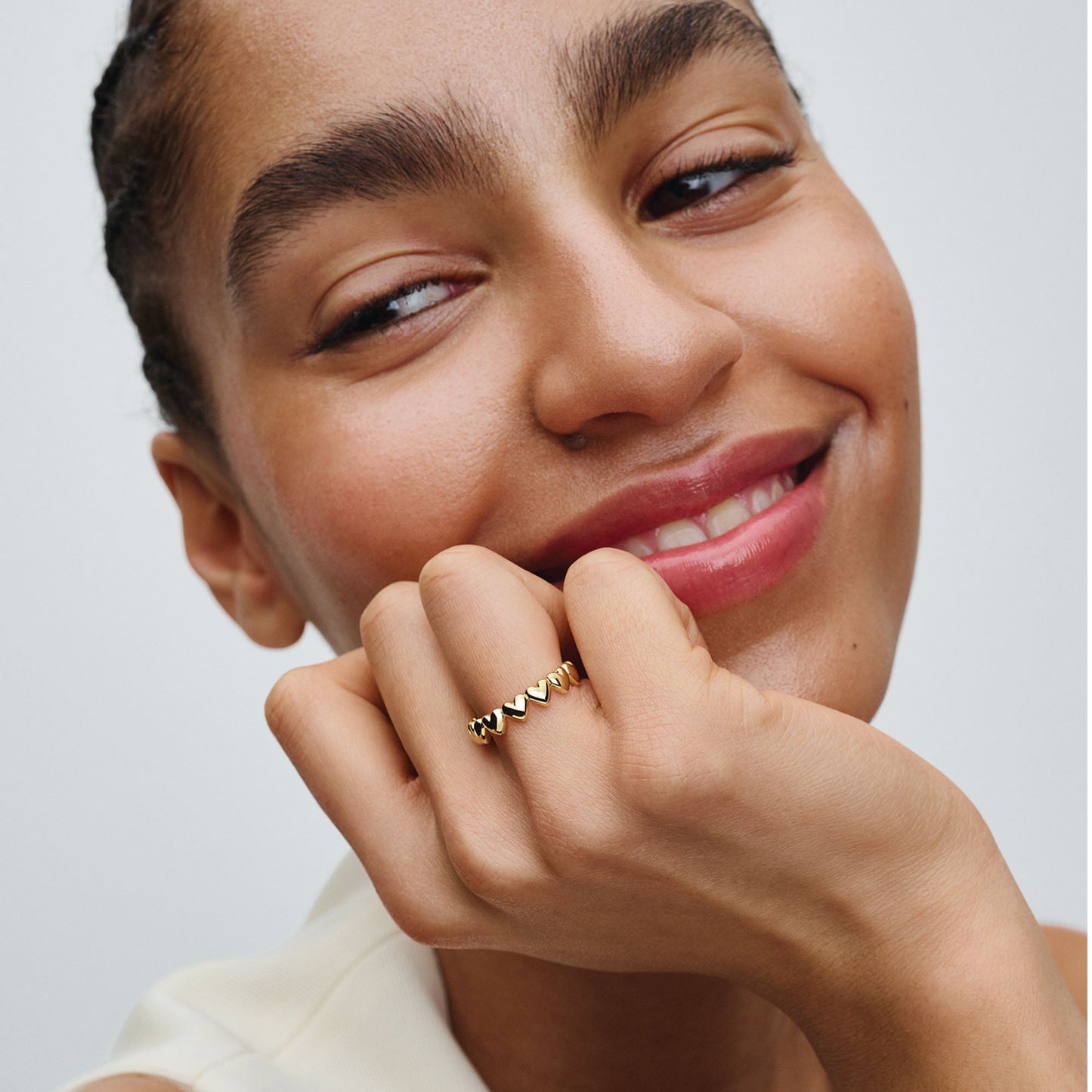 Row of Hearts Ring Popular Style Premium Collection