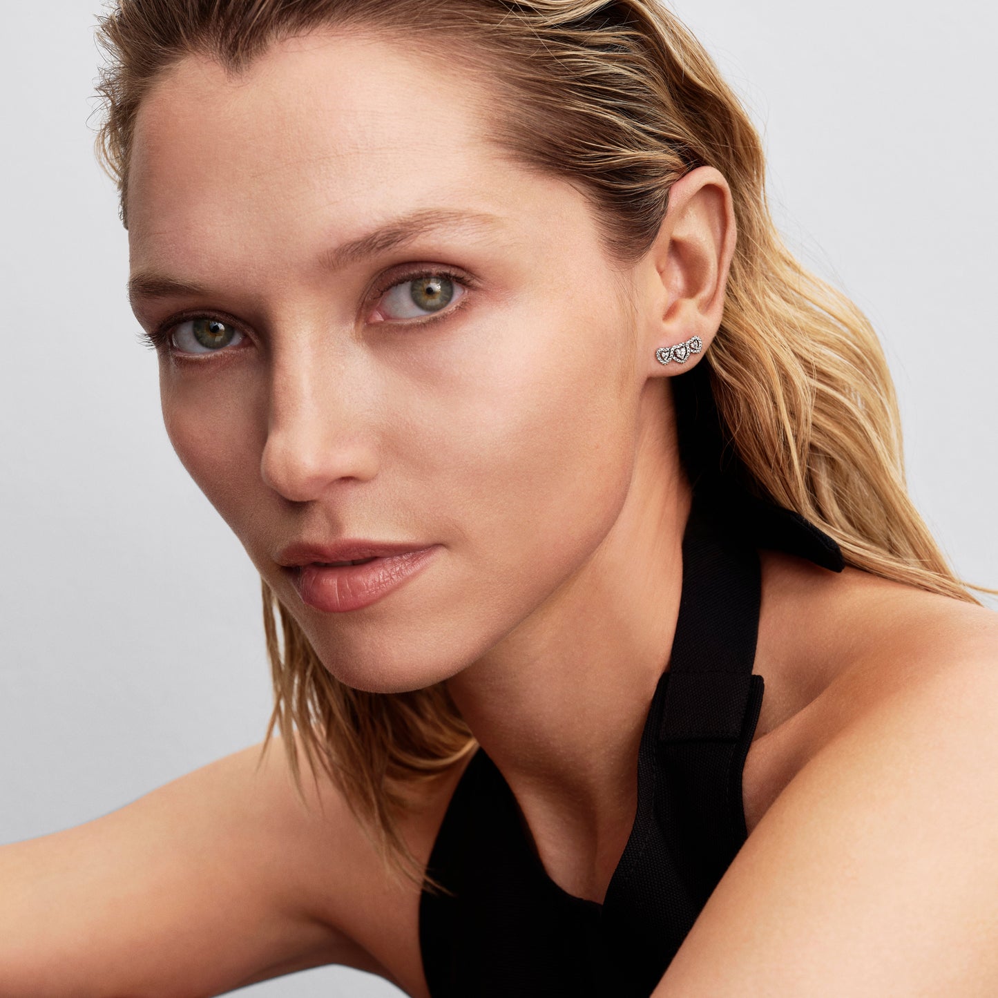 Halo Heart Trilogy Stud Earrings Popular Style Premium Collection