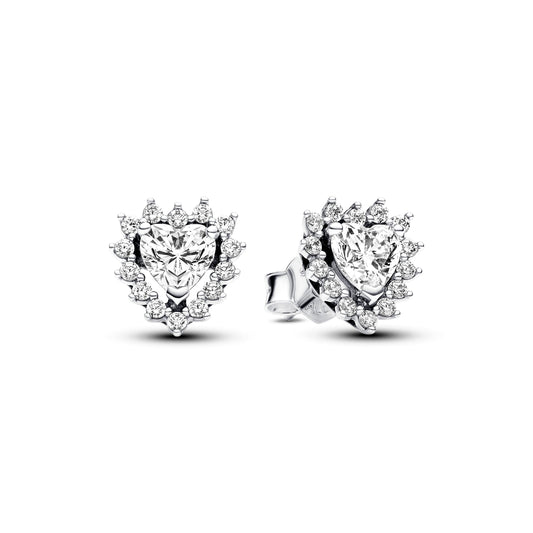 Sparkling Heart Halo Stud Earrings Popular Style Premium Collection