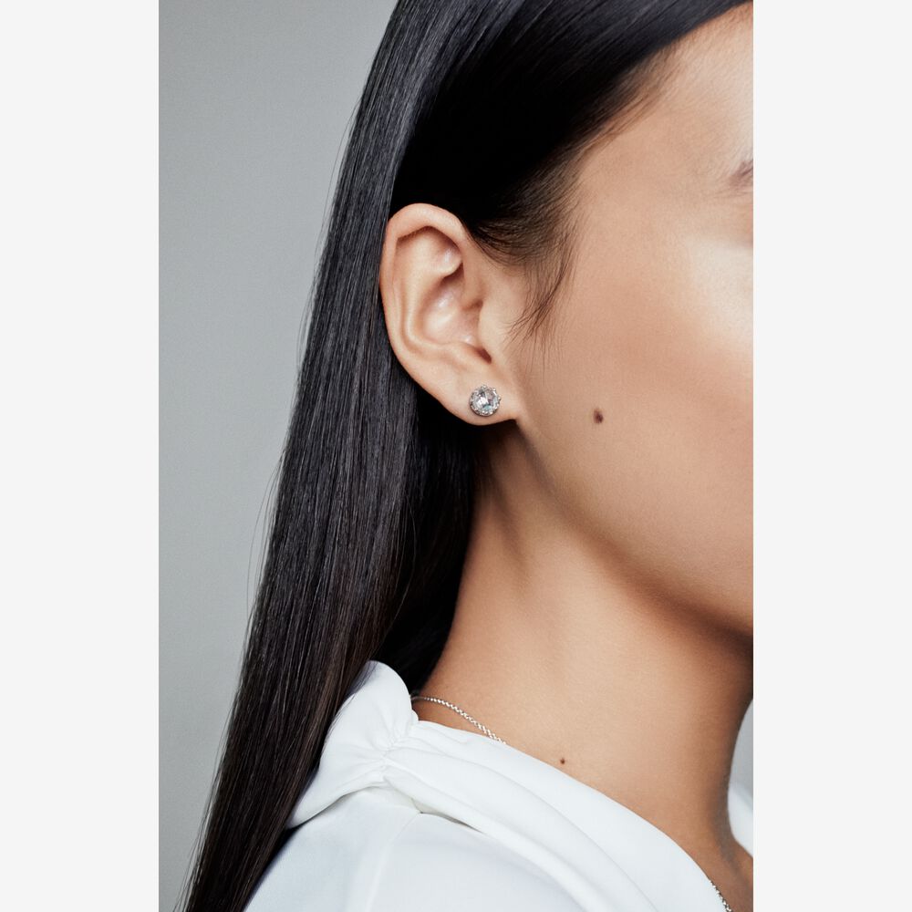 Clear Sparkling Crown Stud Earrings Popular Style Premium Collection