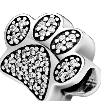 Paw silver charm with cubic zirconia Premium Fashion Jewelry Gift Collection