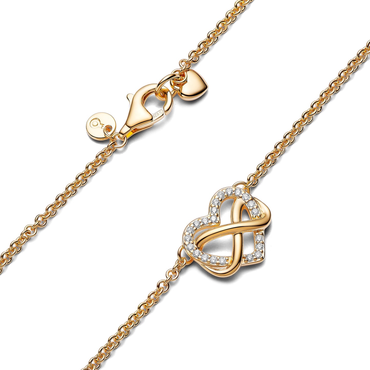 Sparkling Infinity Heart Collier Necklace Premium Fashion Jewelry Gift Collection