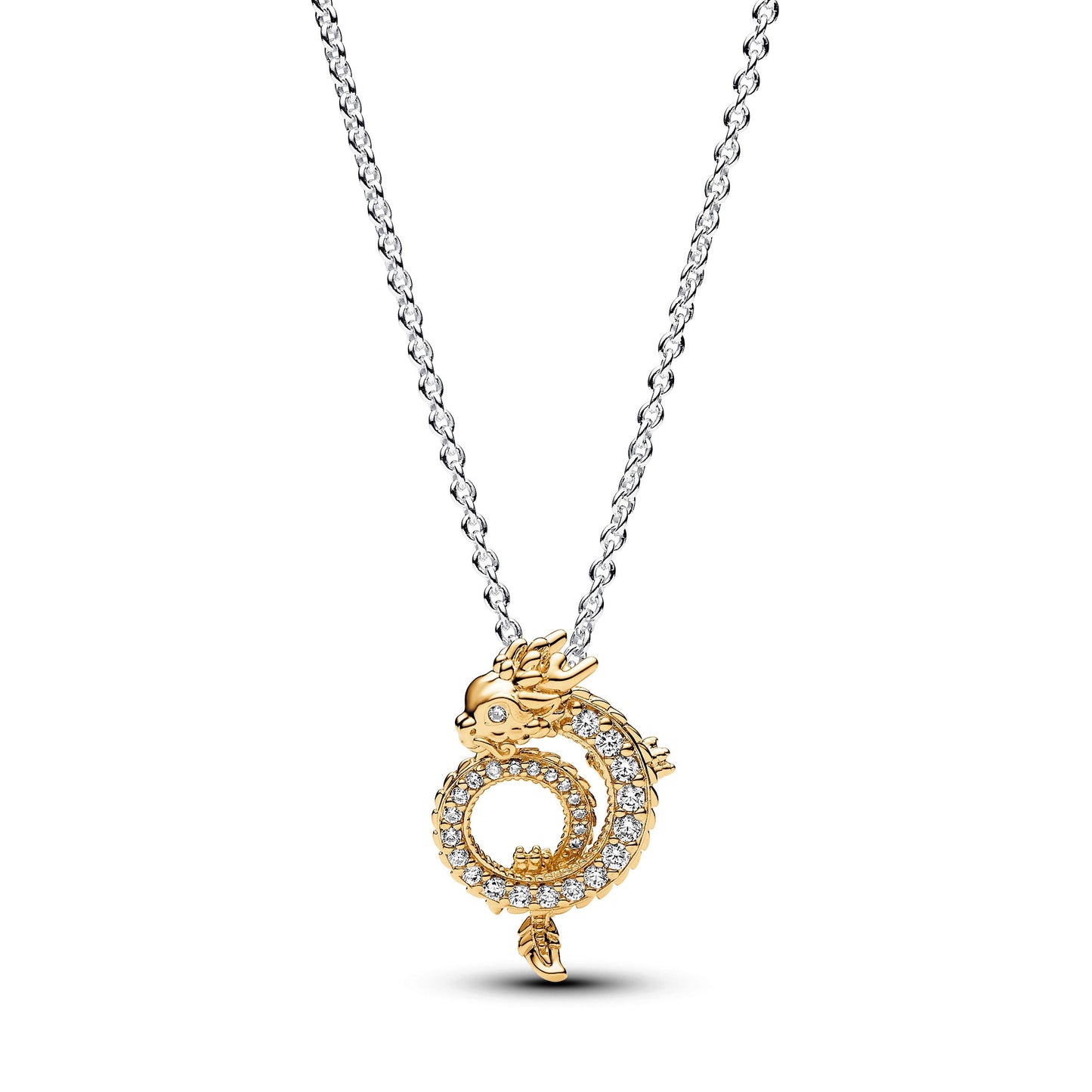 Two-tone Chinese Year of the Dragon Collier Necklace Premium Fashion Jewelry Gift Collection