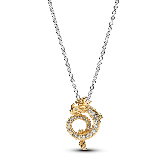 Two-tone Chinese Year of the Dragon Collier Necklace Premium Fashion Jewelry Gift Collection