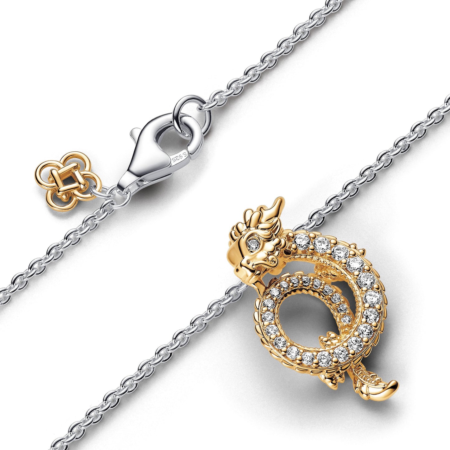 Two-tone Chinese Year of the Dragon Collier Necklace Premium Fashion Jewelry Gift Collection