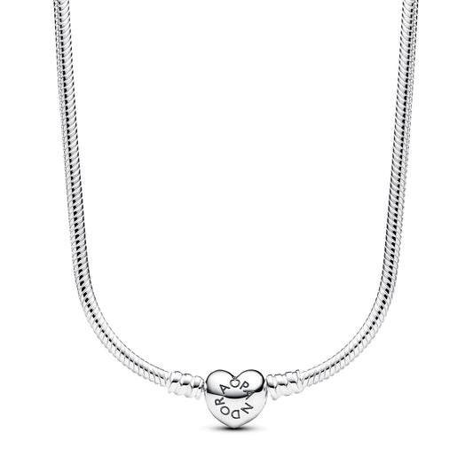 Pandora Moments Heart Clasp Snake Chain Necklace Premium Fashion Jewelry Gift Collection