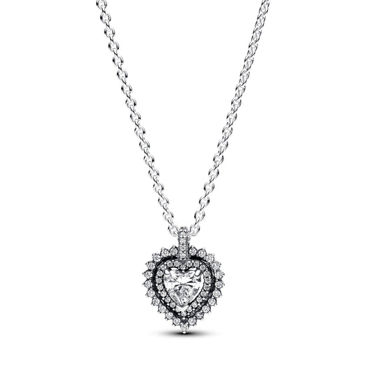 Sparkling Heart Halo Pendant Necklace Premium Fashion Jewelry Gift Collection