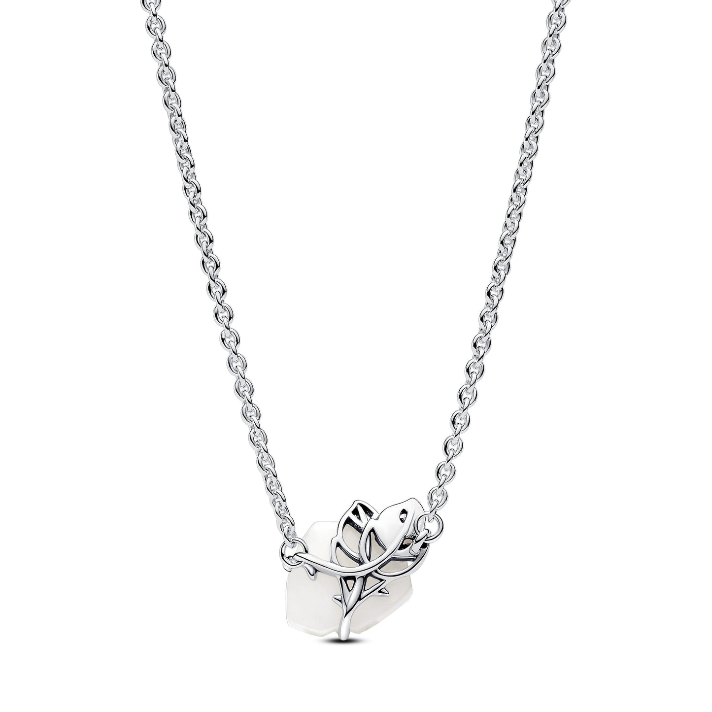 White Rose in Bloom Collier Necklace Premium Fashion Jewelry Gift Collection