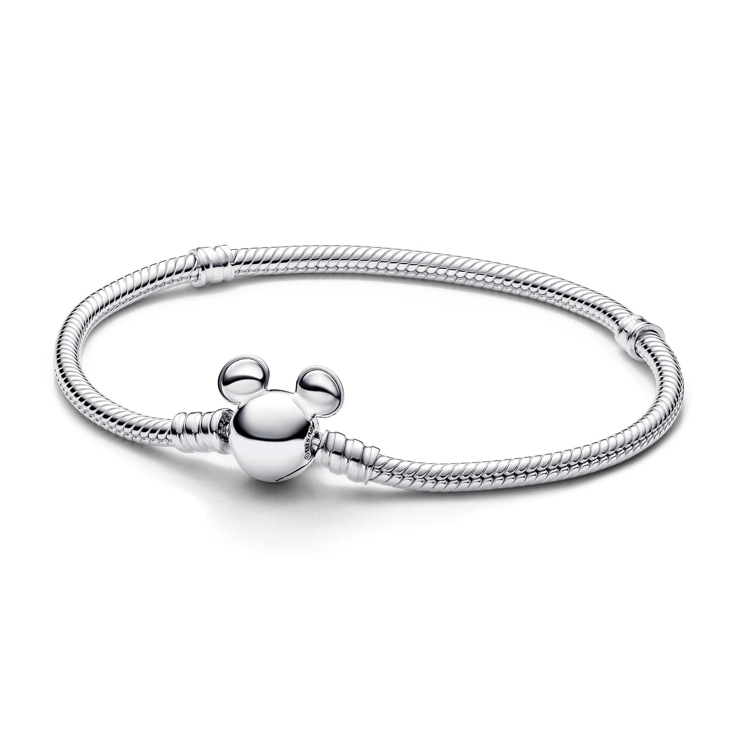 Disney Mickey Mouse Clasp Moments Snake Chain Bracelet Premium Fashion Jewelry Gift Collection
