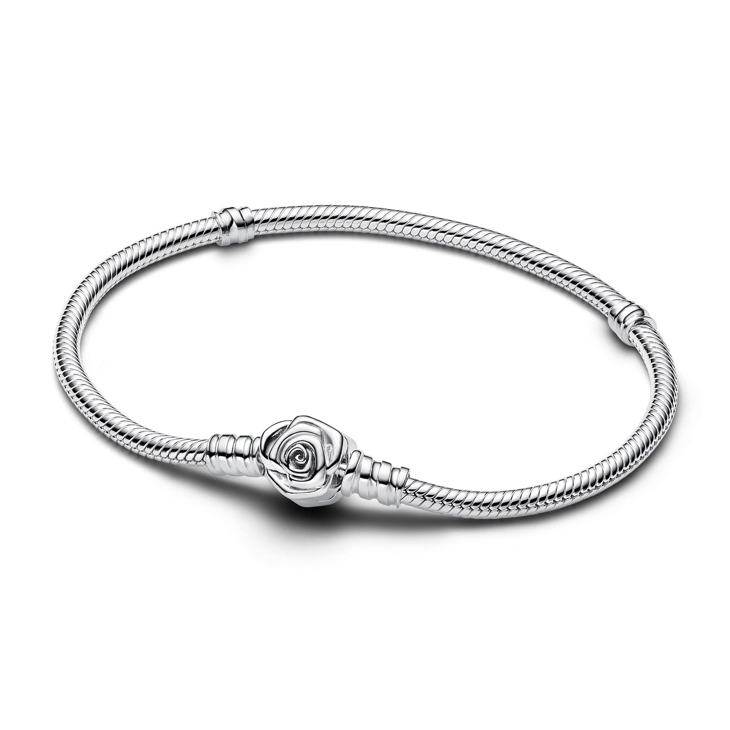 Pandora Moments Rose in Bloom Clasp Snake Chain Bracelet Premium Fashion Jewelry Gift Collection