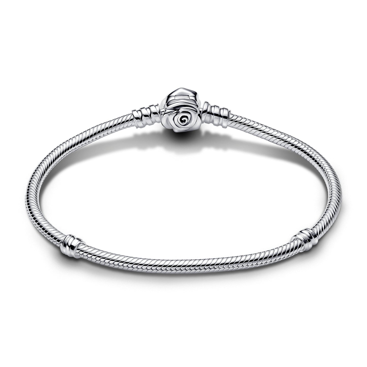 Pandora Moments Rose in Bloom Clasp Snake Chain Bracelet Premium Fashion Jewelry Gift Collection