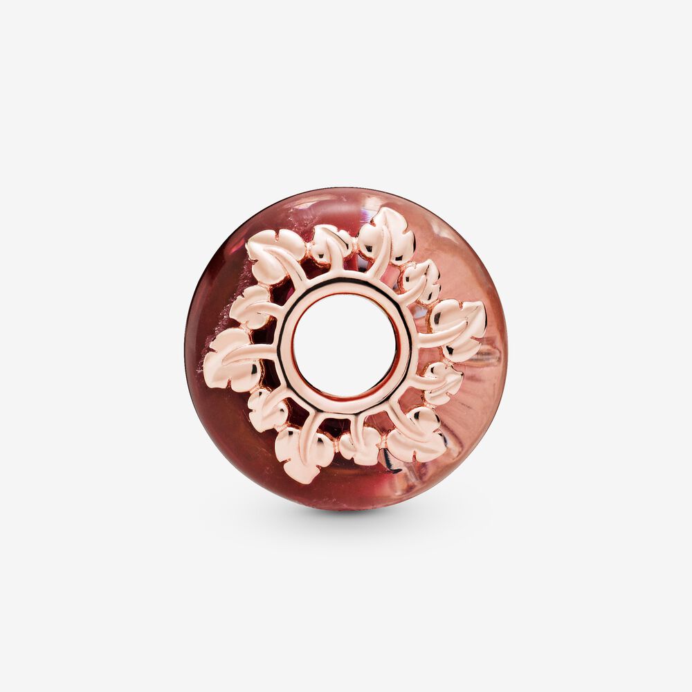 Pink Murano Glass & Leaves Charm Premium Fashion Jewelry Gift Collection