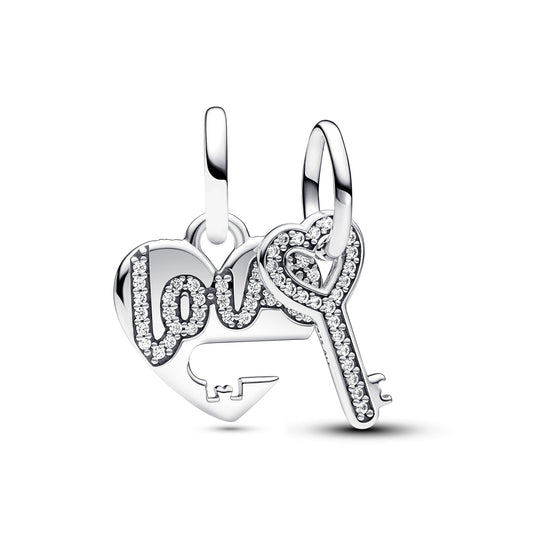 Splittable Heart & Key Dangle Charm Premium Fashion Jewelry Gift Collection
