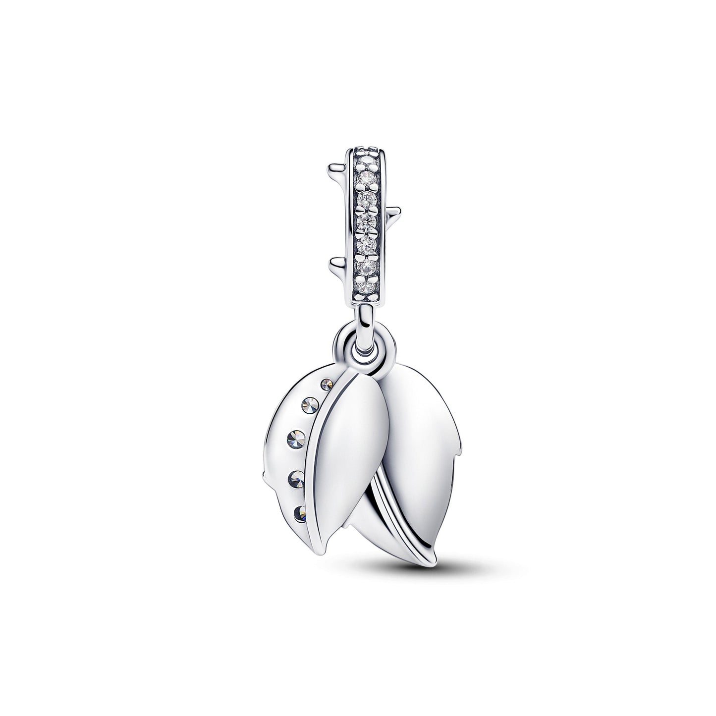 White Rose in Bloom Double Dangle Charm Premium Fashion Jewelry Gift Collection