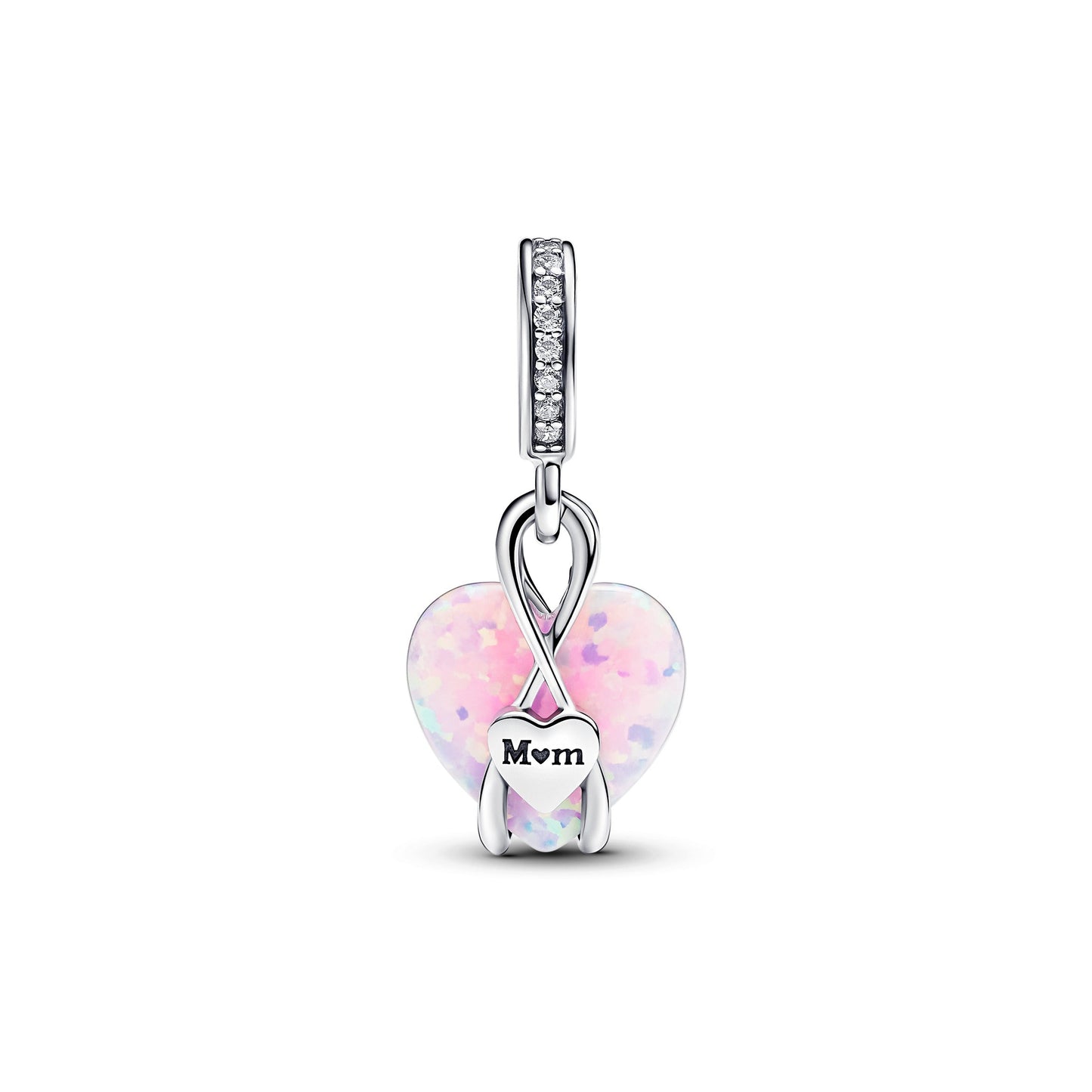 Mom Opalescent Heart Dangle Charm Premium Fashion Jewelry Gift Collection