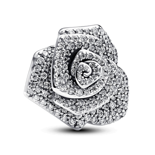 Sparkling Rose in Bloom Oversized Charm Premium Fashion Jewelry Gift Collection