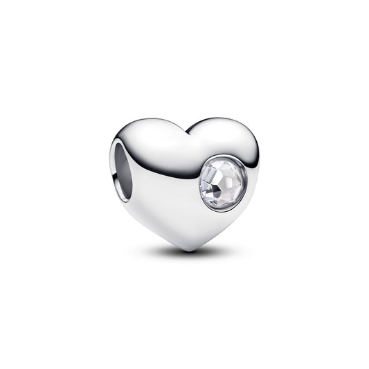 Engravable Clear Stone Heart Charm Premium Fashion Jewelry Gift Collection