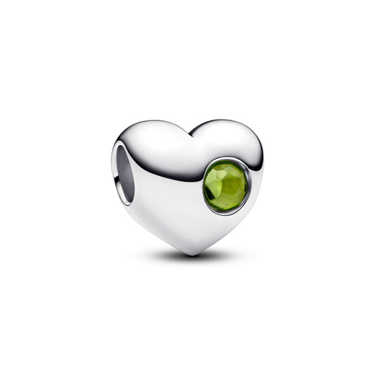 Engravable Spring Green Stone Heart Charm Premium Fashion Jewelry Gift Collection