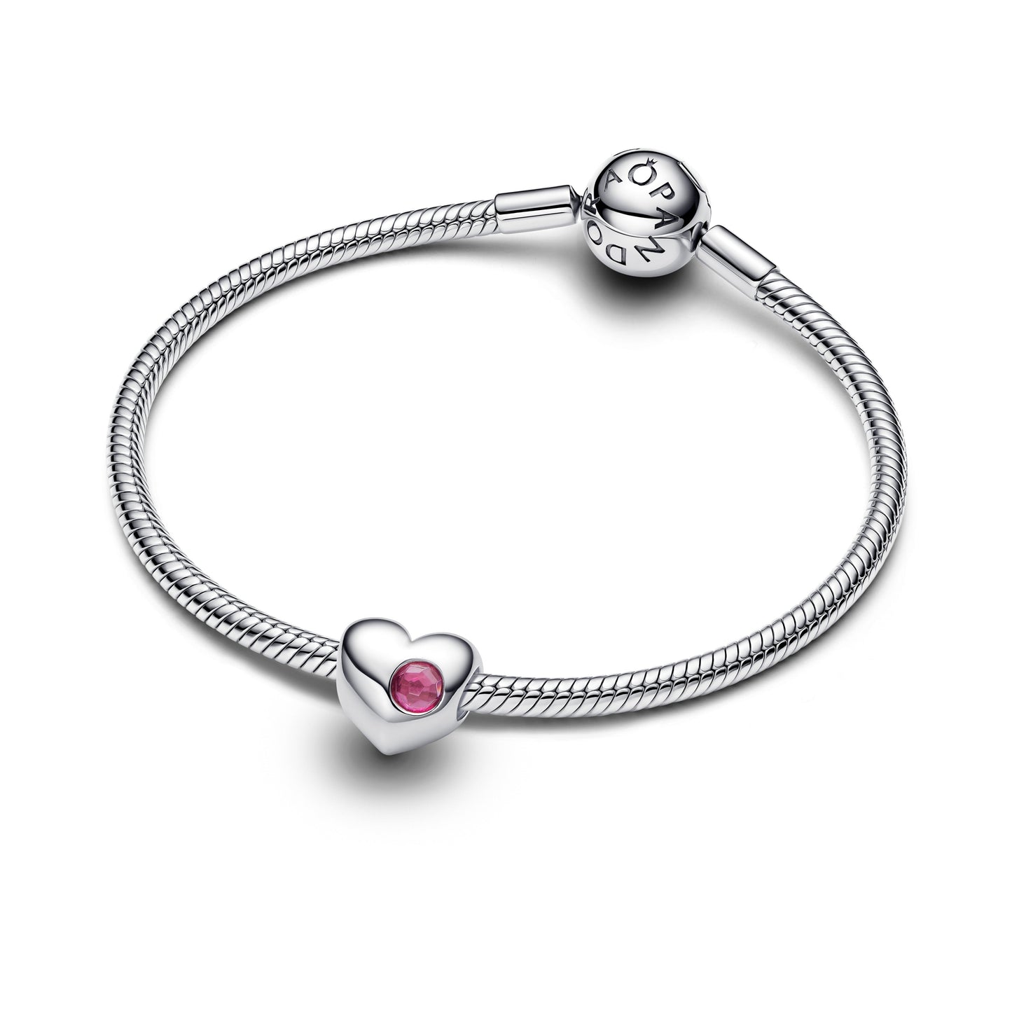 Engravable Pink Stone Heart Charm Premium Fashion Jewelry Gift Collection