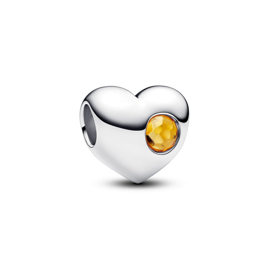 Engravable Honey Stone Heart Charm Premium Fashion Jewelry Gift Collection