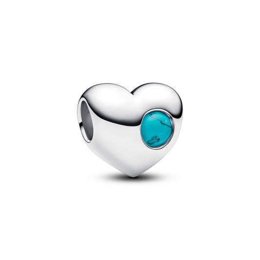 Engravable Turquoise Blue Stone Heart Charm Premium Fashion Jewelry Gift Collection