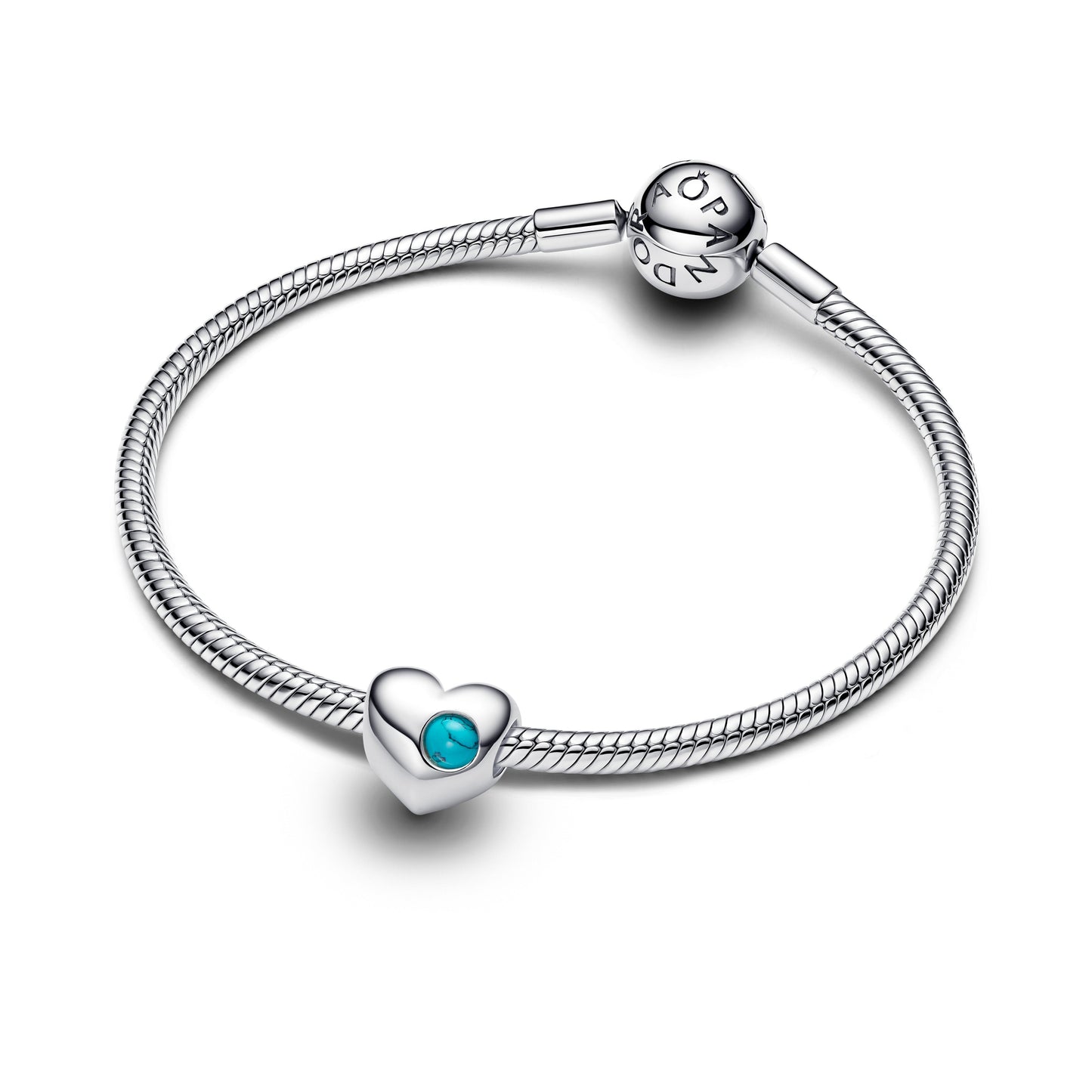 Engravable Turquoise Blue Stone Heart Charm Premium Fashion Jewelry Gift Collection