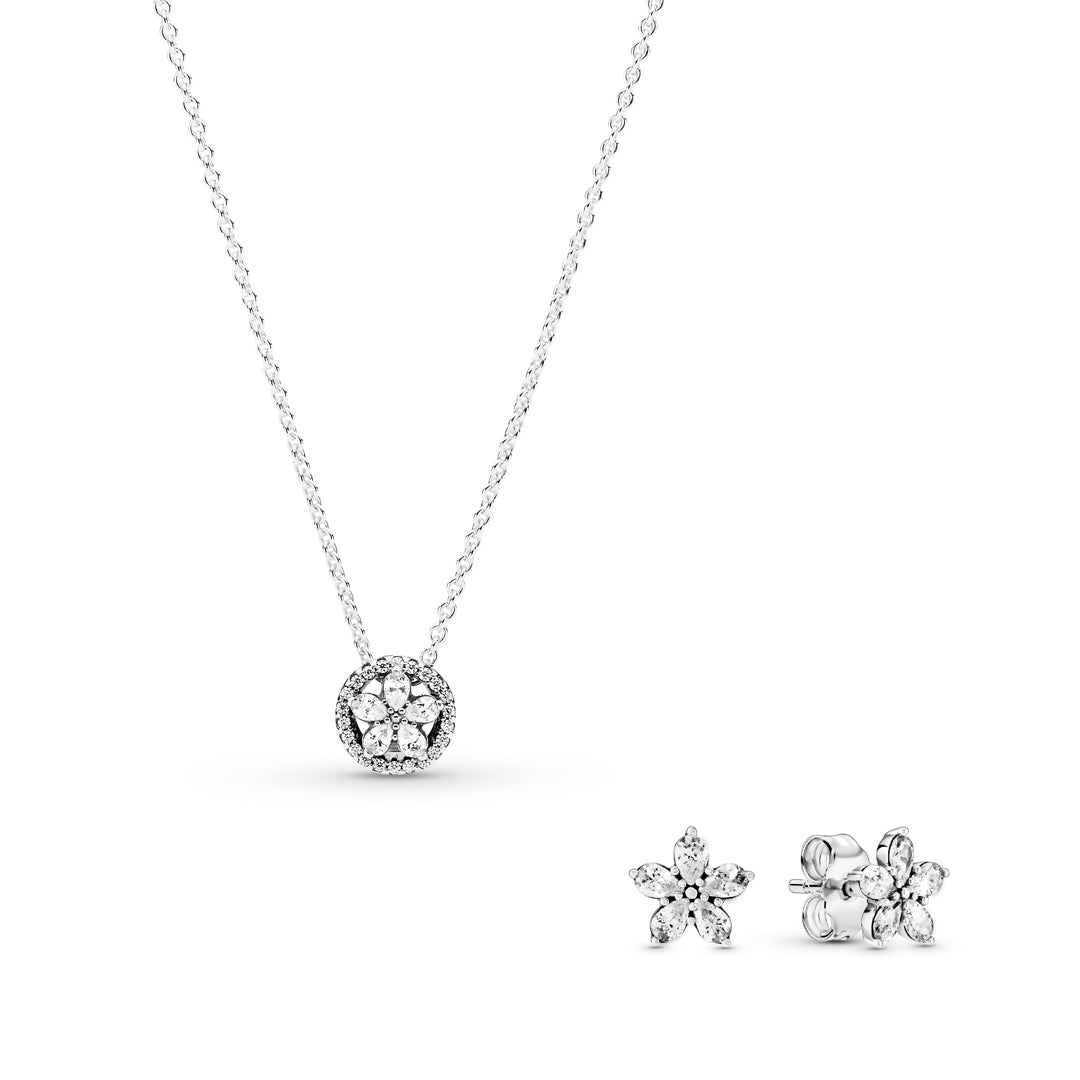 Sparkling Snowflake Necklace & Earring Gift Set Premium Fashion Jewelry Gift Collection