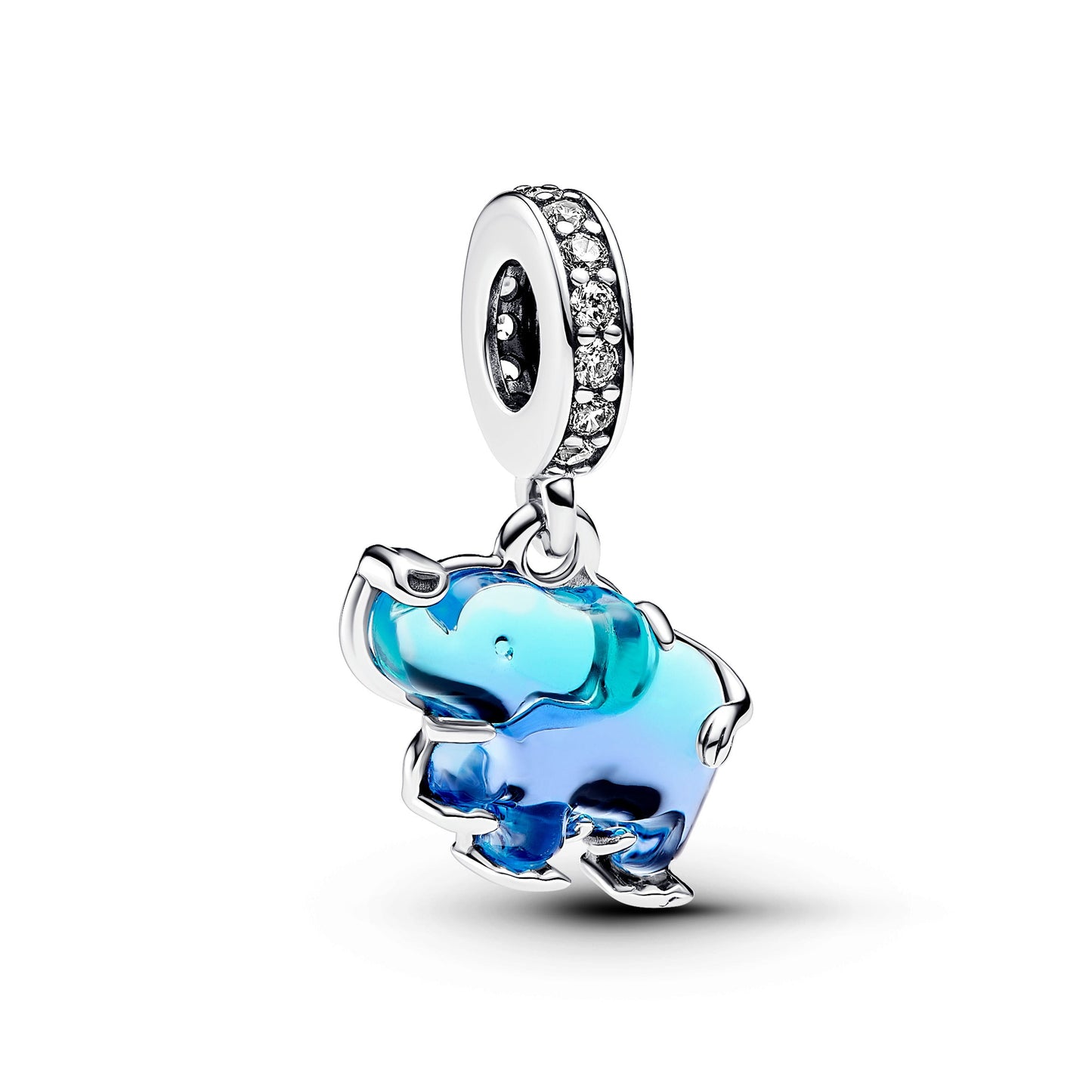 Blue Murano Glass Elephant Dangle Charm Premium Fashion Jewelry Gift Collection