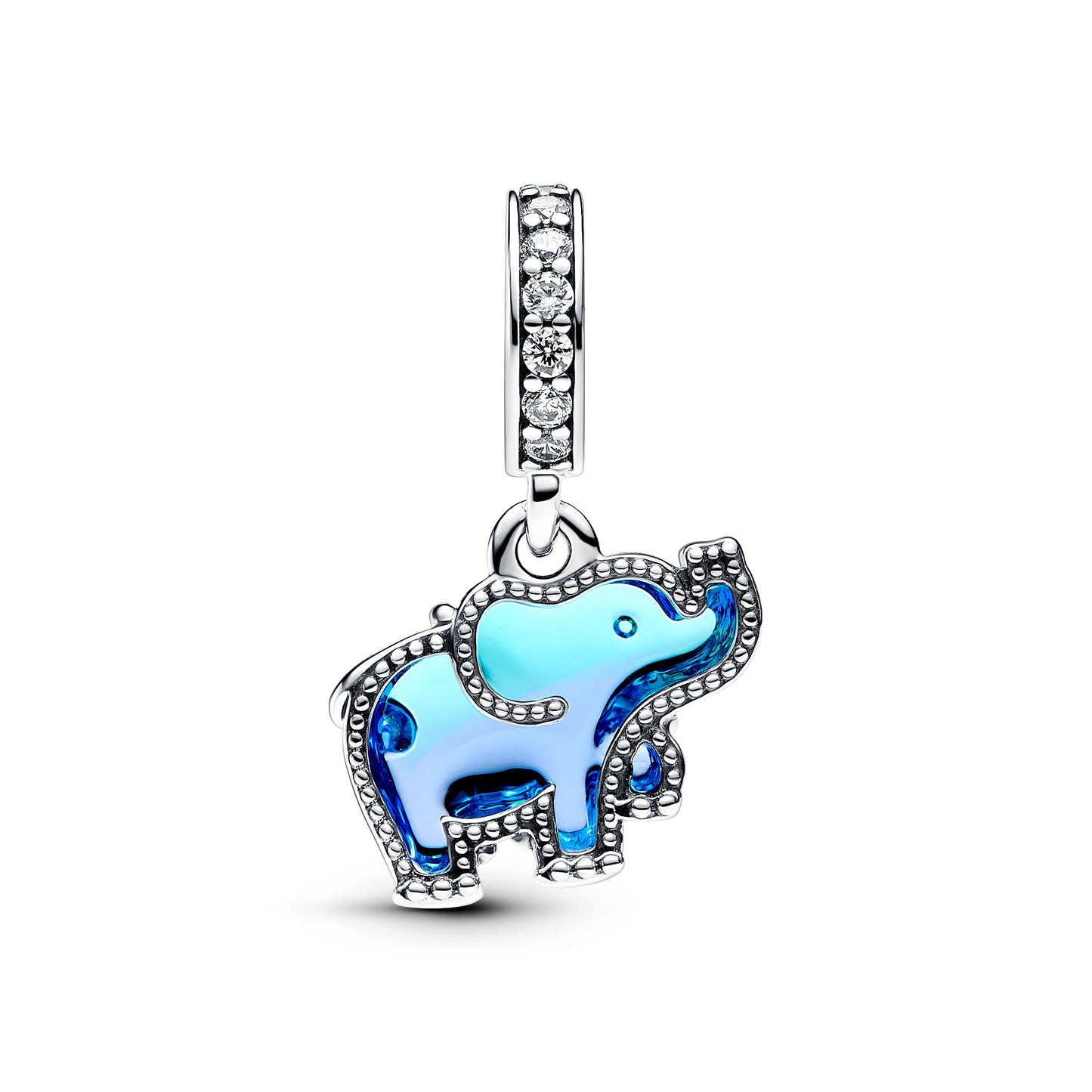 Blue Murano Glass Elephant Dangle Charm Premium Fashion Jewelry Gift Collection