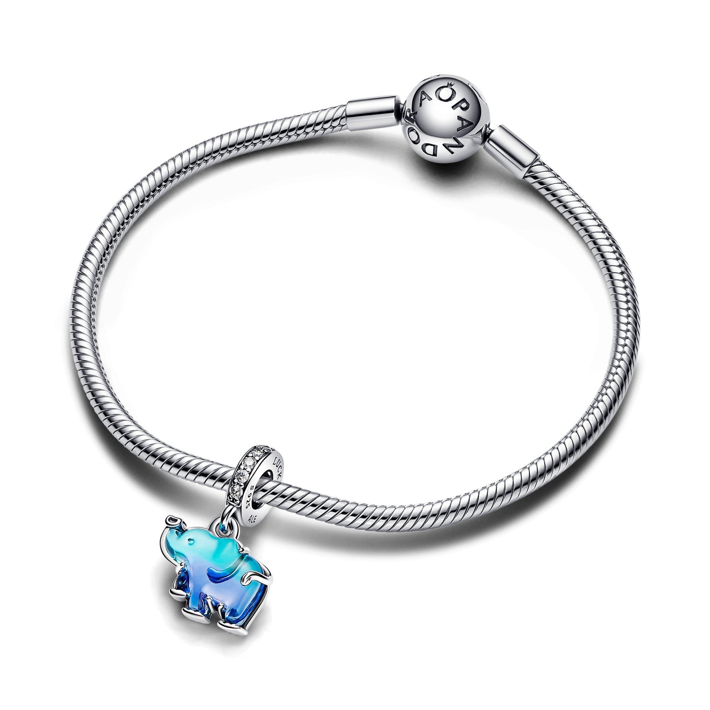 Blue Murano Glass Elephant Dangle Charm Premium Fashion Jewelry Gift Collection