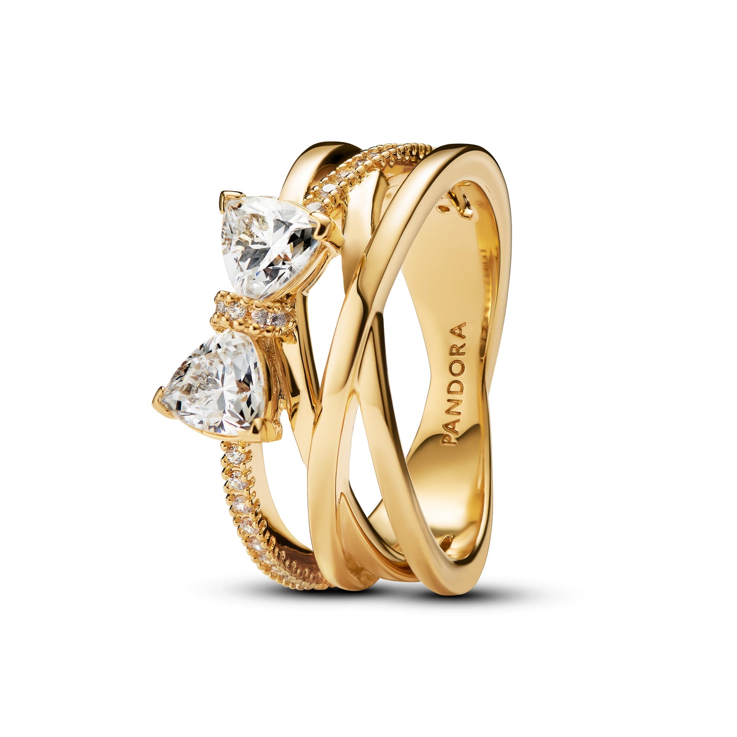 Sparkling Bow & Crossover Band Ring Popular Style Premium Collection