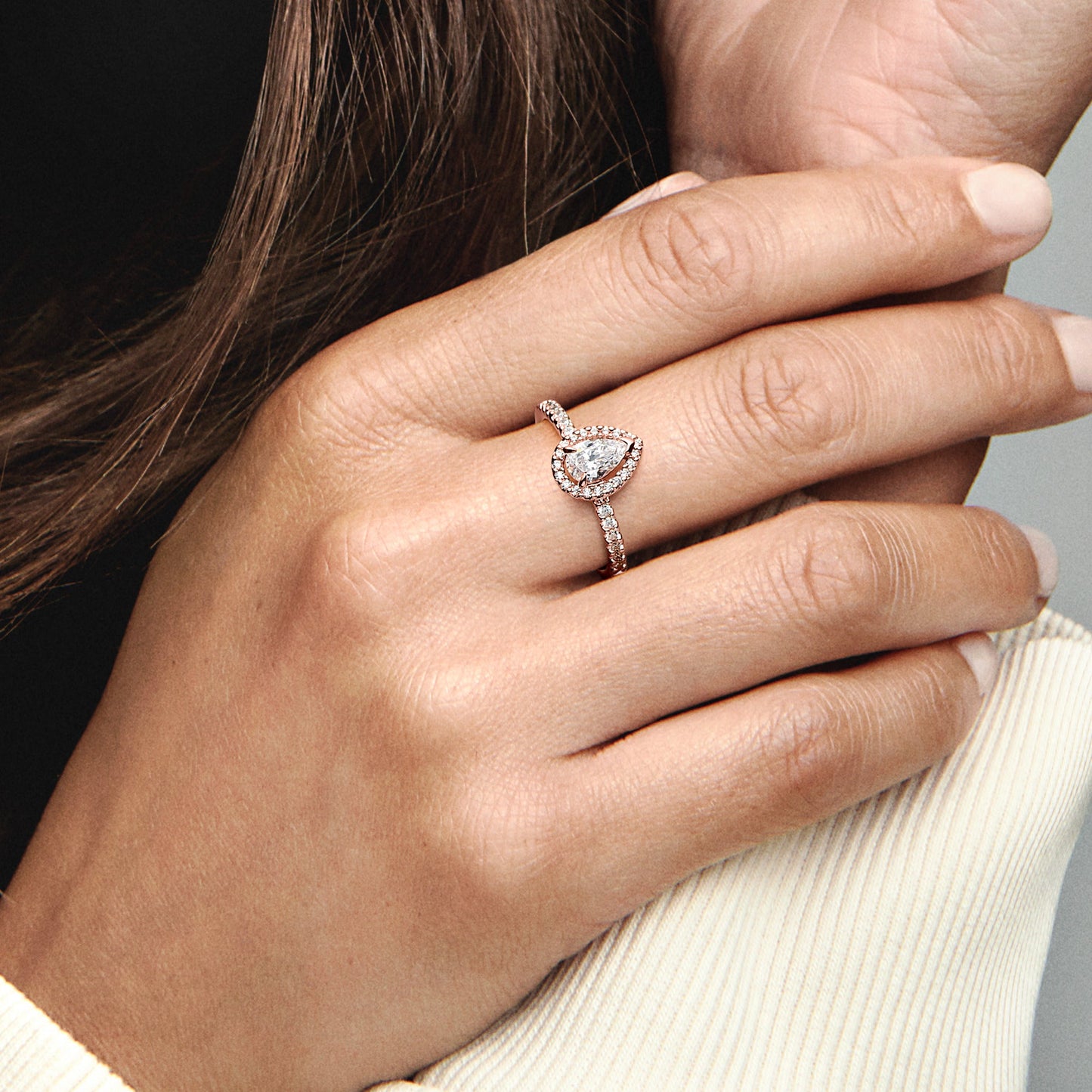 Sparkling Pear Halo Ring Popular Style Premium Collection