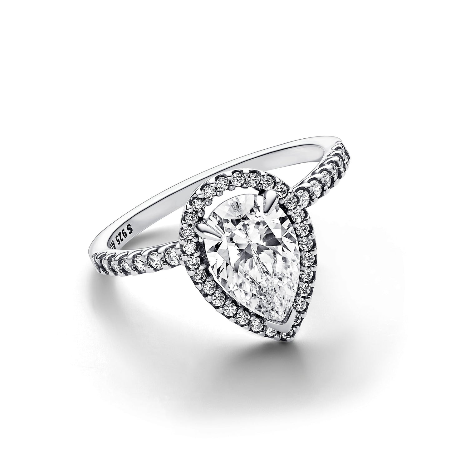 Sparkling Pear Halo Ring Popular Style Premium Collection