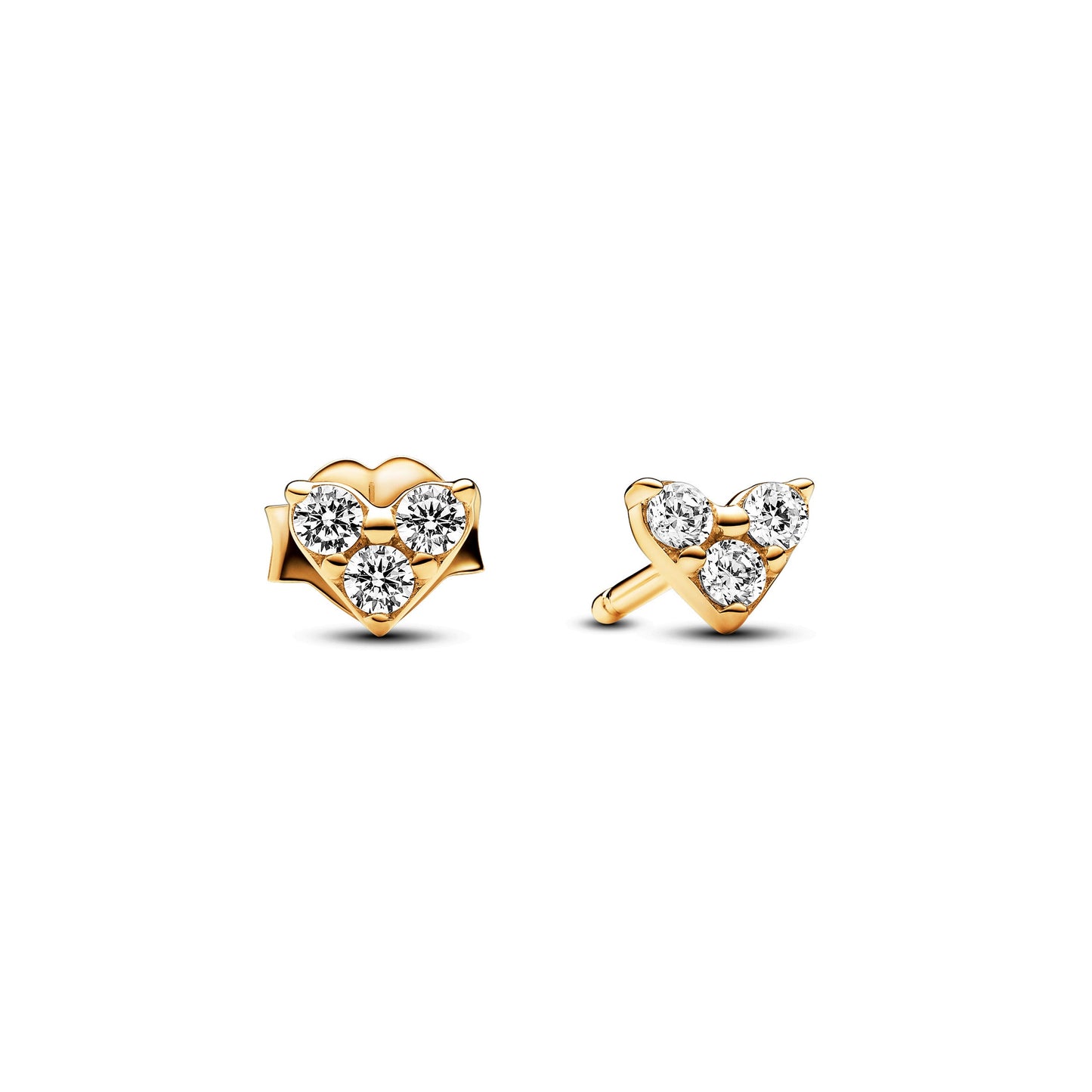 Triple Stone Heart Stud Earrings Popular Style Premium Collection