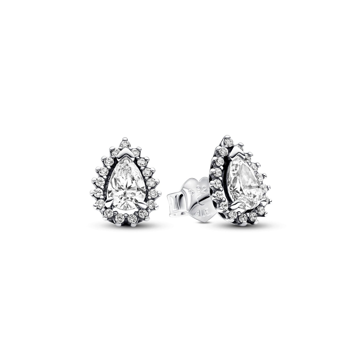 Sparkling Pear Halo Stud Earrings Popular Style Premium Collection