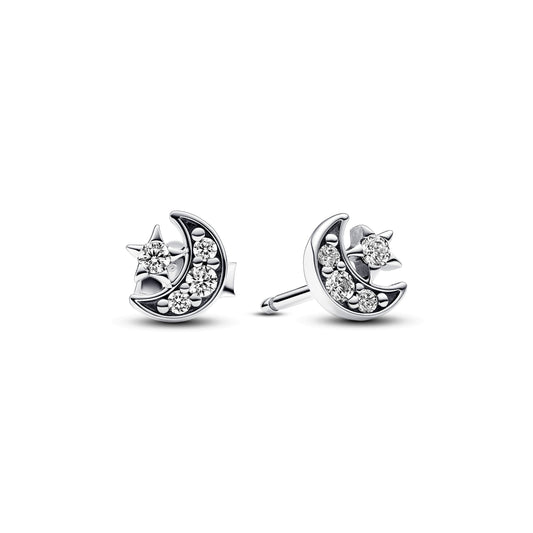 Sparkling Moon & Star Stud Earrings Popular Style Premium Collection