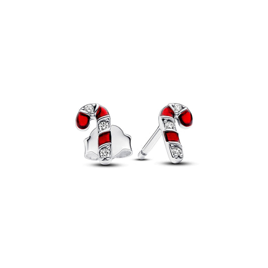 Sparkling Red Candy Cane Stud Earrings Popular Style Premium Collection